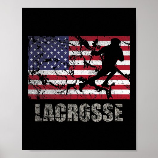 Poster Drapeau américain Lacrosse Drapeau américain Drape (Devant)