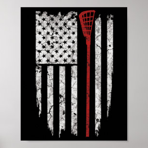 Poster Drapeau américain Lacrosse Hommes Cadeaux Tee - sh