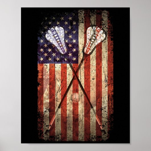 Poster Drapeau américain Lacrosse LAX (Devant)