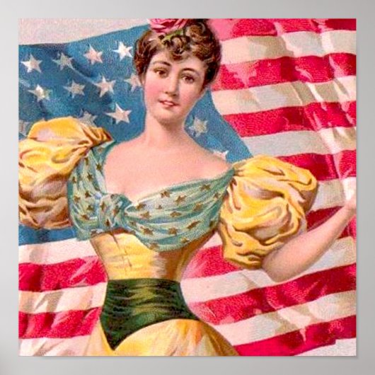 Poster Drapeau américain Lady Liberty Independence (Devant)