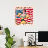 Poster Drapeau américain Lady Liberty Independence (Bureau à domicile)