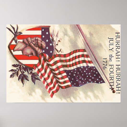 Poster Drapeau américain Lady Liberty Shield (Devant)