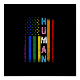 Poster Drapeau américain LGBT humain Mois de la fierté ar