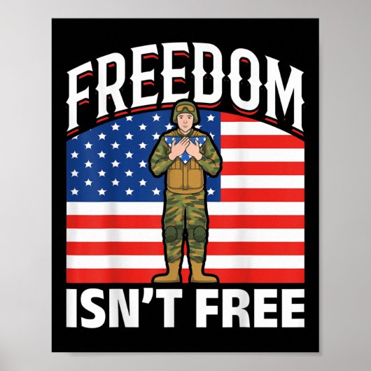Poster Drapeau américain Liberté Soldat Mem (Devant)