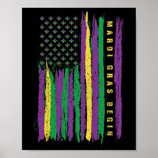 Poster Drapeau américain Mardi Gras Costu (Devant)