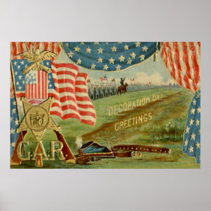 Poster Drapeau américain Médaille de l'Union de la guerre