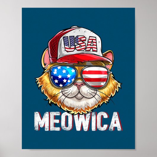 Poster Drapeau américain Meowica Chat 4 juillet Trucker C (Devant)
