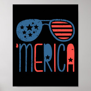 Poster Drapeau américain Merica Aviateurs Enfant 4 juille