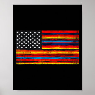 Poster Drapeau américain mexicain serape cinco de mayo po