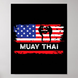 Poster Drapeau américain Muay Thai Cadeau Thaïlande Arts 