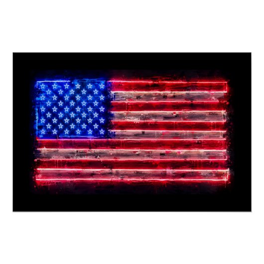 Poster Drapeau américain néon (Devant)