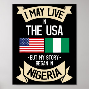 Poster Drapeau américain nigérian Usa Cadeaux de racines