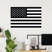 Poster Drapeau américain noir blanc (Bureau à domicile)