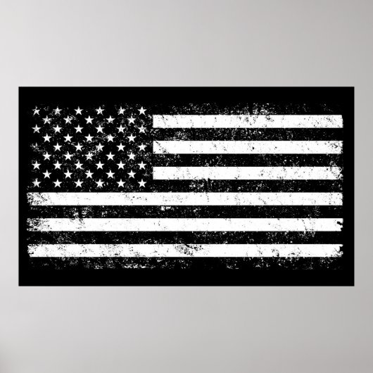 Poster Drapeau américain, noir et blanc (Devant)
