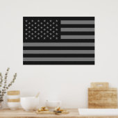 Poster Drapeau américain noir gris (Cuisine)