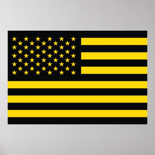 Poster Drapeau américain noir jaune (Devant)