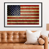 Poster Drapeau américain patiné et en détresse