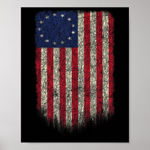 Poster Drapeau Américain Patriotique 1776 Betsy Ross Usa