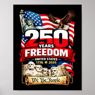 Poster Drapeau américain patriotique 250 ans de liberté