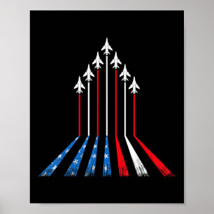 Poster Drapeau Américain Patriotique 4 Juillet Rouge Blan