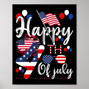 Poster Drapeau américain patriotique Alien heureux 4 juil
