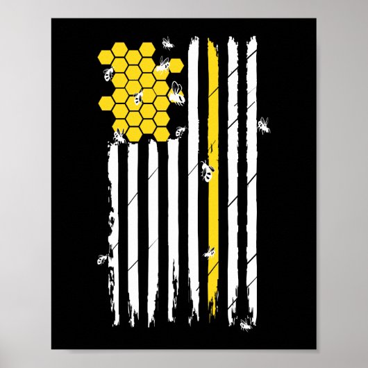 Poster Drapeau américain patriotique Honeycomb Beekeeper  (Devant)