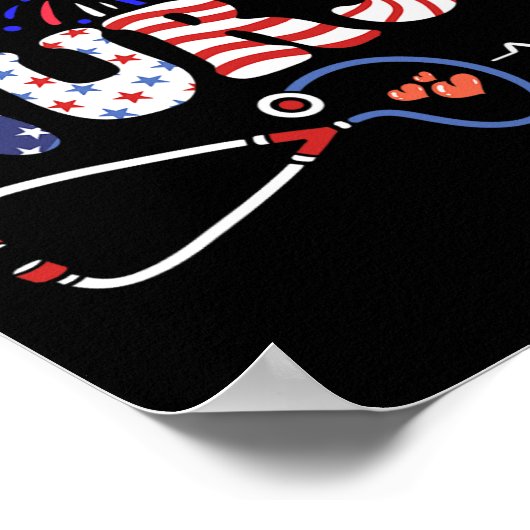 Poster Drapeau américain Patriotique Infirmière Stethosco (Coin)