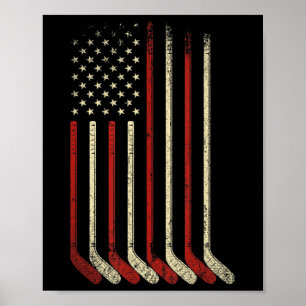 Poster Drapeau américain Patriotique Joueur de hockey sur