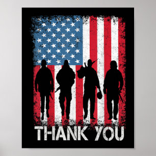 Poster Drapeau américain patriotique Merci