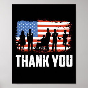 Poster Drapeau américain patriotique Merci
