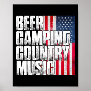 Poster Drapeau américain patriotique musique country camp
