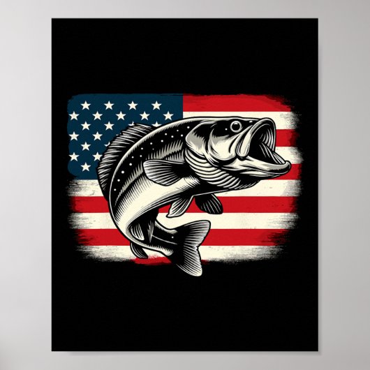 Poster Drapeau américain Pêche Patriotique (Devant)