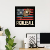 Poster Drapeau américain Pickleball (Bureau à domicile)