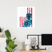Poster Drapeau Américain Piston Muscle Car 9 (Bureau à domicile)