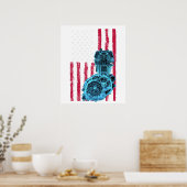 Poster Drapeau Américain Piston Muscle Car 9 (Cuisine)