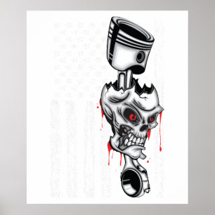 Poster Drapeau américain Piston Muscle Car rétro