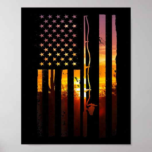 Poster Drapeau Américain Poisson Pêcheur Pêcheur Drôle Ba (Devant)