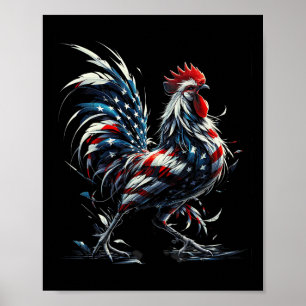 Poster Drapeau américain poulet 4 juillet animal