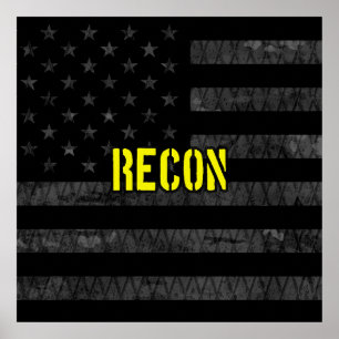 Poster Drapeau américain Recon tamisé