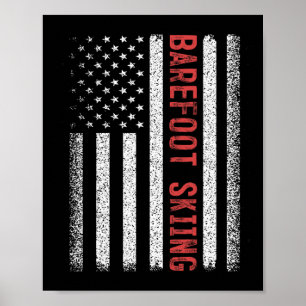 Poster Drapeau américain Refoot Skiing 4 juillet