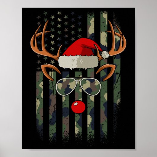 Poster Drapeau américain Reindeer Camo Pajama de Noël X-M (Devant)