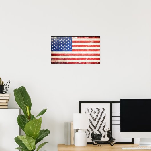 Poster Drapeau américain robuste (Bureau à domicile)