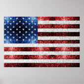Poster Drapeau américain rouge blanc bleu scintillements  (Devant)