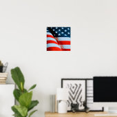 Poster Drapeau américain rouge blanc et bleu (Bureau à domicile)