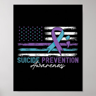 Poster Drapeau américain Ruban de sensibilisation à la pr