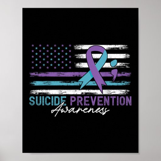 Poster Drapeau américain Ruban de sensibilisation à la pr (Devant)