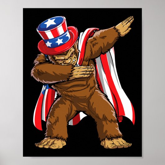 Poster Drapeau Américain Sasquatch Du 4 Juillet (Devant)