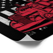 Poster Drapeau américain Semi Truck Driver 18 Wheeler (Coin)