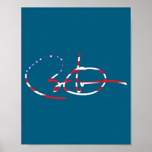 Poster Drapeau américain Signature 44-48 Obama pour prési
