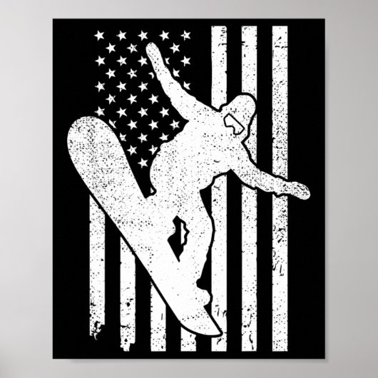 Poster Drapeau américain Snowboard Snowboard Snowboard M (Devant)